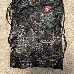 NYC Black Subway Map Drawstring Backpack - 2008